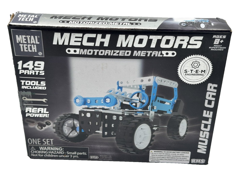 Metal Tech Mech Motors Muscle Car Kit Motorized 149 Pieces STEM Building Toy